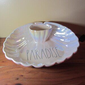 rae dunn shrimp dip tiki bowl lusterware paradise oyster shell (W4519)